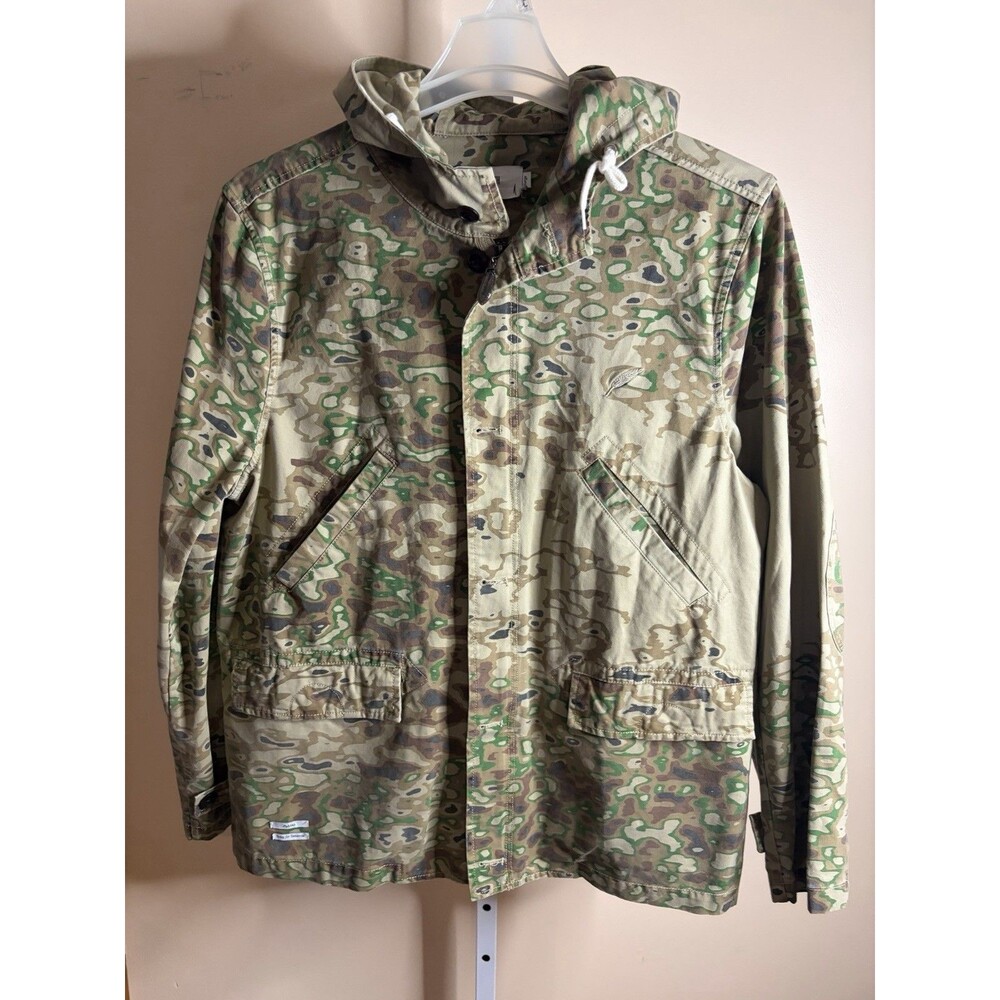 Men Publish Camo Denim Hood Jacket Zip Button Logo Midi L Urban Hip Outdoor Coat - Picture 3 of 16